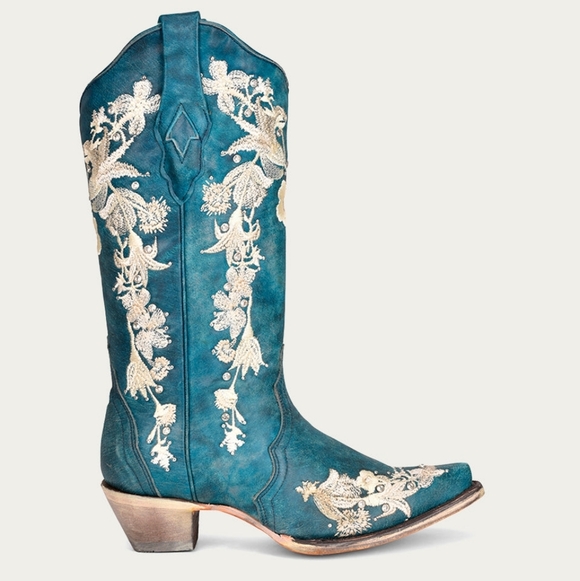 Corral A4361 Women's Navy Floral Embroidered Cowgirl Boots Size 5 - Picture 15 of 16